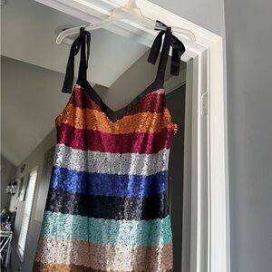 Multicolor Sequin Striped Dress